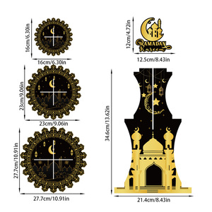 Espositore per Torte a 3 Livelli per Eid Al-Fitr e Ramadan, Supporto per Cupcake Nero e Oro a Forma di Luna, Decorazione per Feste Musulmane - Product Image 6