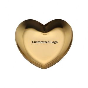 Factory Price Stainless Steel Heart Shape Metal Storage <b>Mirror</b> Tray Cosmetics Jewelry Tray Metal Storage Tray Home - Product Image 2
