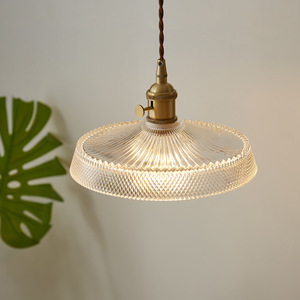 Abat-jour en verre ampoule E27 cuivre vintage lustre à manger en laiton pour la maison - Product Image 1