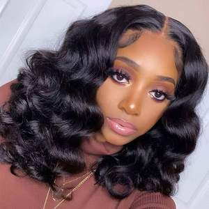 Perruque Bob Lace Front Wig péruvienne, cheveux humains bouclés, <span class=keywords><strong>couleur</strong></span> <span class=keywords><strong>Caramel</strong></span>, Double noie, perruque Body Wave, fournisseur de perruque Lace Front Wig, vente en gros - Product Image 5