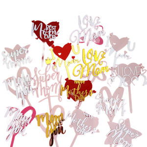 Ychon Best Mom Eve Acrylique Gâteau Toppers Or Rouge Rose Fête Des Mères Fournitures De Cuisson Je T'aime <span class=keywords><strong>Maman</strong></span> Gâteau Toppers Cadeaux Décoration - Product Image 1