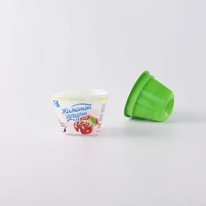 Personalisierte yougurt container PP/PS kunststoff tasse Lebensmittel Grade Gefrorenen Joghurt Tasse mit gedruckt