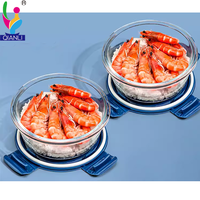 Boîte à bento bol à soupe en verre borosilicate avec couvercle en PP boîte alimentaire verrerie jante en silicone étanche pour micro-ondes