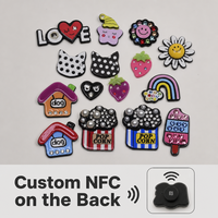 Accessoires de coque de téléphone en acétate à motifs de dessins animés, breloques DIY mignonnes (Fraise, Popcorn, Chiot), carte NFC personnalisée pour avis sur les réseaux sociaux