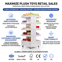 Présentoir portable en gros pour jouets en peluche – Support de sol en bois imprimé sur mesure avec roulettes, montage facile