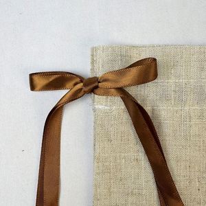 Wholesale Cheap Small Jute <b>Drawstring</b> Gift <b>Pouch</b> Customized Eco-friendly Packaging <b>Pouch</b> Bag Jute Fabric Bag With Silk Ribbon - Product Image 5