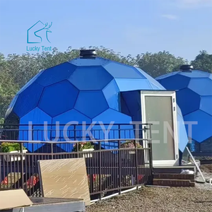 Marco de aleación de aluminio para exteriores, pared de vidrio <span class=keywords><strong>Real</strong></span>, 7m/8m, centros turísticos altos, diseño geodésico, casa de tienda de cúpula para acampar - Product Image 1