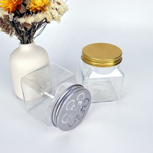 manufacturers promotional food storage container bpa free plastic pet bottle 250ml mini square jam cookie sugar jar