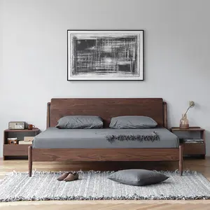 Top Noord-amerika Zwarte Walnoot Luxe Moderne Stijl Originele Massief Houten Bed