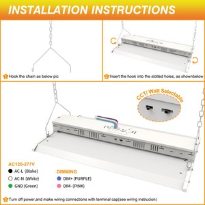 <b>LED</b> LINEAR HIGH BAY <b>LIGHT</b> 300W/225W/160W CCT TUNABLE 3.5/4/5K 120-277VAC <b>DIMMABLE</b> 4FT WITH AUDIO JACK SENSOR BASE - Product Image 5