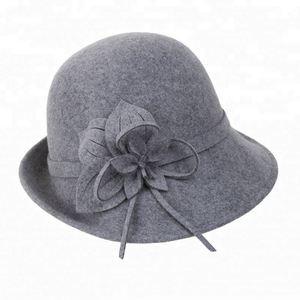 100% Wool Vintage Felt Cloche Bucket Bowler <b>Hat</b> Church Winter <b>Hats</b> for Women - Product Image 2