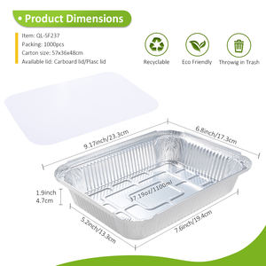 Bandeja de Alumínio Prata de 1100ml 8011 Descartável para Alimentos com Tampa Transparente - Product Image 2