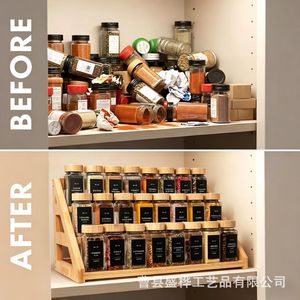 Wooden <b>Kitchen</b> Spice <b>Rack</b> 3 Tier Multi Function Storage Organizer For Spices And Utensils - Product Image 1