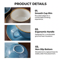 Ensemble tasse et soucoupe à café Kingze 250 ml, imprimé personnalisé, effet moucheté, marque privée, en porcelaine, pour restaurant et hôtel