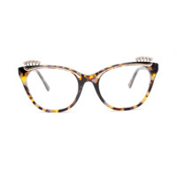 Gafas de Moda para Mujer, Montura Completa Estilo Ojo de Gato, Armazón de Acetato de Alta Calidad, Lentes Transparentes de PC, Cómodas de Usar, para Adultos, Aptas para Todas las Formas de Rostro