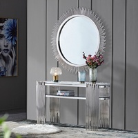 Table console de villa de luxe moderne avec plateau en marbre et structure en acier inoxydable pour salon