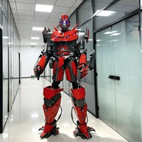 Costume d'armure mecha rouge et noir unisexe pour adulte avec yeux LED pour spectacles sur scène et accessoires Comic Con