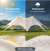 Abri de plage et de camping extérieur pour 15 à 50 personnes, auvent étoilé en tissu Oxford imperméable de 15 m pour fêtes