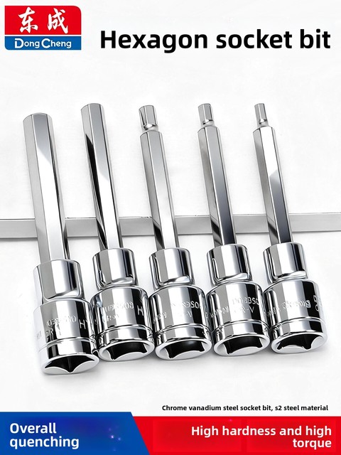 Dongcheng Hexagonal Extended Socket Head Set for Air Impact Electric Pneumatic Wrenches with Screwdriver