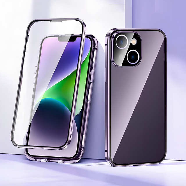 Transparent HD Tempered Glass Bumper Case, Luxury Magnetic Metal Buckle with Camera Protection for iPhone 11-17 Pro Max Series