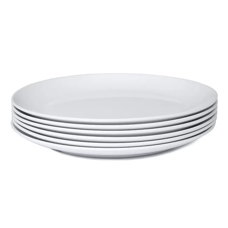 Platos de cena de plástico blanco para restaurante, plato blanco sólido grande de melamina de 11"