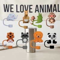 Venta al por mayor 3D Sea Animal Silicone Straw Cover Topper 10mm Straw Cap Toppers Creative Cartoon Marine Animal Straw Topper