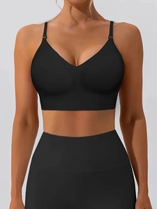 Soutien-gorge de sport sans fil pour femme Bretelles convertibles plates Sans couture Bords invisibles Design ultra-bas au dos Ajustement réglable - Product Image 4