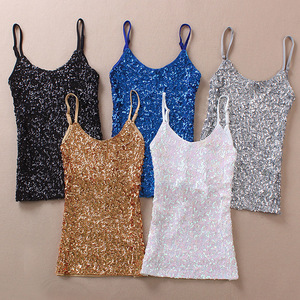 Slim & Skinny Fashion <b>Sequins</b> <b>Top</b> Women Halter Shirt <b>Top</b> Women's T Shirt Fashion - Product Image 2