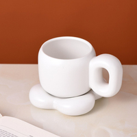 Tasse à café en céramique, tasse en céramique nuage, tasse à café pour le petit-déjeuner à la maison ou au bureau, tasse à café drôle et mignonne, tasse et soucoupe fantaisie