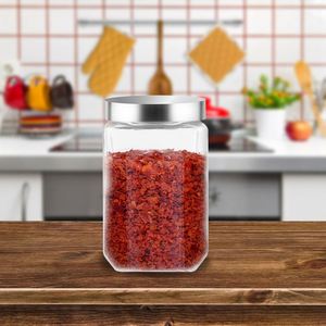 Country Style <b>Kitchen</b> <b>Storage</b> Square Sealed Glass <b>Jar</b> Coffee Bean <b>Storage</b> <b>Jar</b> with Glass Airtight Lid - Product Image 4