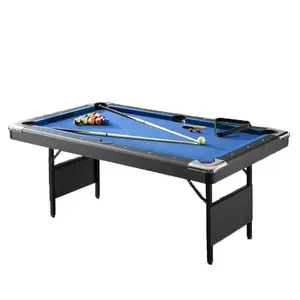 Meja kolam renang bilyar kaki lipat portabel, meja kolam renang Snooker kaki 6 7 kaki dengan aksesori standar