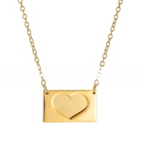 Collier avec enveloppe pour message secret en acier inoxydable, vierge pour gravure laser, or PVD, cadeau personnalisé pour couple, bijoux