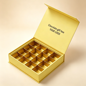 กล่องของขวัญช็อกโกแลตพิมพ์โลโก้ตามสั่ง กล่องแม่เหล็กพับได้ ผลิตจากโรงงาน กล่องกระดาษแข็งแบบแข็งหลายช่อง กล่องกระดาษย่อยสลายได้ - Product Image 1