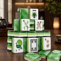 Bi Bo Emerald Wave Mahjong-Set 4-Schicht-Acryl, innen bedruckte, punktverlackte, gravierte marmorierte grüne Steine, individuelles Logo OEM