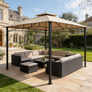 Gazebo de Dos Niveles <span class=keywords><strong>para</strong></span> Exteriores con Estructura de Acero con Recubrimiento en Polvo y Toldo de Poliéster Resistente al Agua - Product Image 1