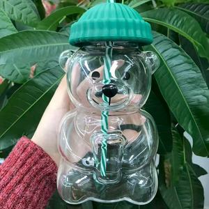 Hot-Selling Customized Brand Logo Teddy Bear Shape Silicone Cup <strong>Straw</strong> Reusable Eco-Friendly Anti-Slip Cold <strong>Drink</strong> Coffee Mug <strong>Hat</strong> - Product Image 5