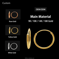 Bijoux fins, boucles d'oreilles en or véritable 14 carats, design classique et tendance, boucles d'oreilles rondes en or massif 14 carats, bijoux pour femmes