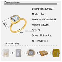 Yeni gelenler Moissanite taş yüzük ile zirkon yüzük ile 14K gerçek altın kadınlar erkekler için güzel takı hediye