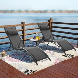 商業用4ポジションアルミフレームChaiseラウンジスリングファブリックデザイン屋外パティオホテルリビングルーム耐久性屋外 - Product Image 2