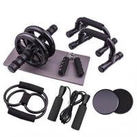 Kit de roulettes avec barre de pompes, corde à sauter, genouillères et AB Carver pour l'entraînement physique