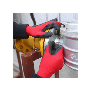 Guantes de Trabajo para Hombre, Recubiertos de Poliéster PU, Antideslizantes, Color Rojo, para Jardinería y Seguridad - Product Image 4