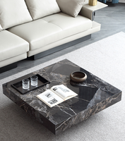 Table basse rectangulaire en marbre italien minimaliste moderne avec cadre en métal haut de gamme pour le salon