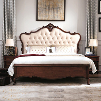 Amerikanisches Massivholzbett, Europäisches Doppelbett, Luxuriöses Kingsize-Bett, Hochzeitsbett, Komplett-Massivholz-Schlafzimmer-Set.
