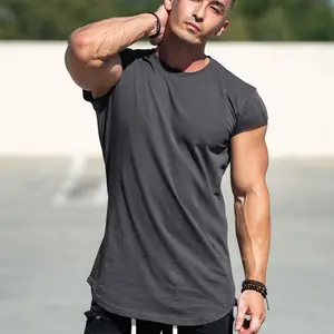 カスタム通気性フィットネスTシャツ印刷ランニング半袖カジュアルアウトドア男性袖なしスリムフィットジムトップス