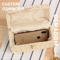 Nouveau fait à la main paille rotin pochette de luxe Style naturel décontracté fourre-tout chaîne décoration Durable été plage accessoire pour les femmes