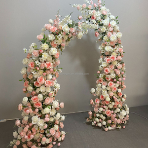 EG-WD106 proposta di decorazione arco di nozze sfondo <span class=keywords><strong>con</strong></span> <span class=keywords><strong>fiori</strong></span> rosa fiore arco cerchio mezzo arco lunare <span class=keywords><strong>con</strong></span> <span class=keywords><strong>fiori</strong></span> - Product Image 6