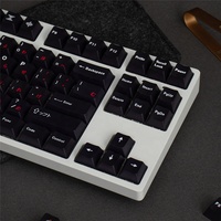 GMK White on Black Red Cyrillic PBT Keycaps Sublimation 129 Keys Cherry Profile for 64/84/960 Mechanical Keyboard