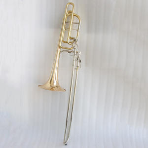 <span class=keywords><strong>Trombone</strong></span> en laiton à cloche en <span class=keywords><strong>cuivre</strong></span> doré <span class=keywords><strong>Trombone</strong></span> basse laqué clair avec étui <span class=keywords><strong>Trombone</strong></span> basse Full Slide en cupronickel - Product Image 2