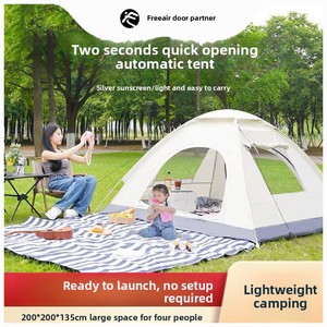 Tente de camping instantanée légère en polyester pour 3-4 personnes, à ouverture rapide, une chambre, pour trois saisons, idéale pour la plage - Product Image 3