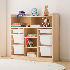Nouveau design, étagère en bois, <span class=keywords><strong>rangement</strong></span> de jouets, organisateur d'armoire de <span class=keywords><strong>rangement</strong></span> pour enfants avec bacs en plastique - Product Image 2